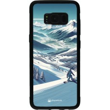Coque Samsung Galaxy S8 - Silicone rigide noir Snowboarder Montagne