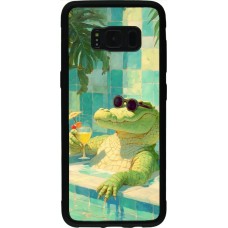 Coque Samsung Galaxy S8 - Silicone rigide noir Crocodile in the swimming pool Summer 2026