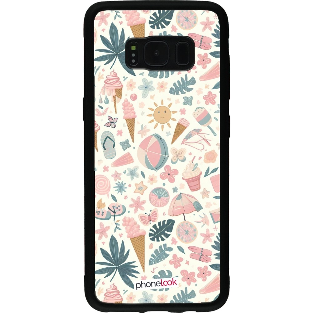 Samsung Galaxy S8 Case Hülle - Silikon schwarz Sommer Pink Muster