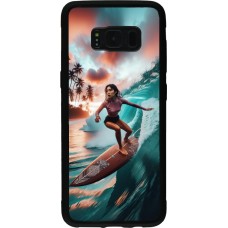 Coque Samsung Galaxy S8 - Silicone rigide noir Surfeuse Balinaise