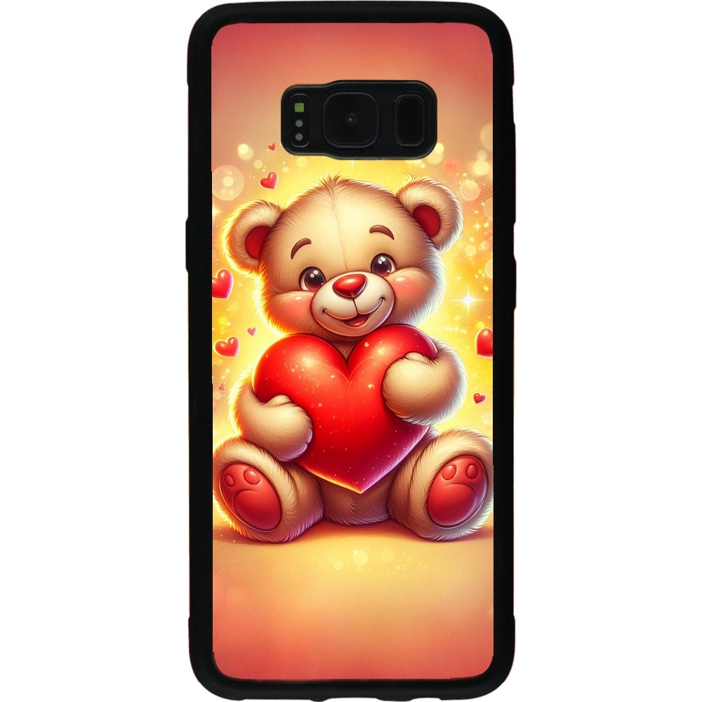 Samsung Galaxy S8 Case Hülle - Silikon schwarz Valentin 2024 Teddy Liebe