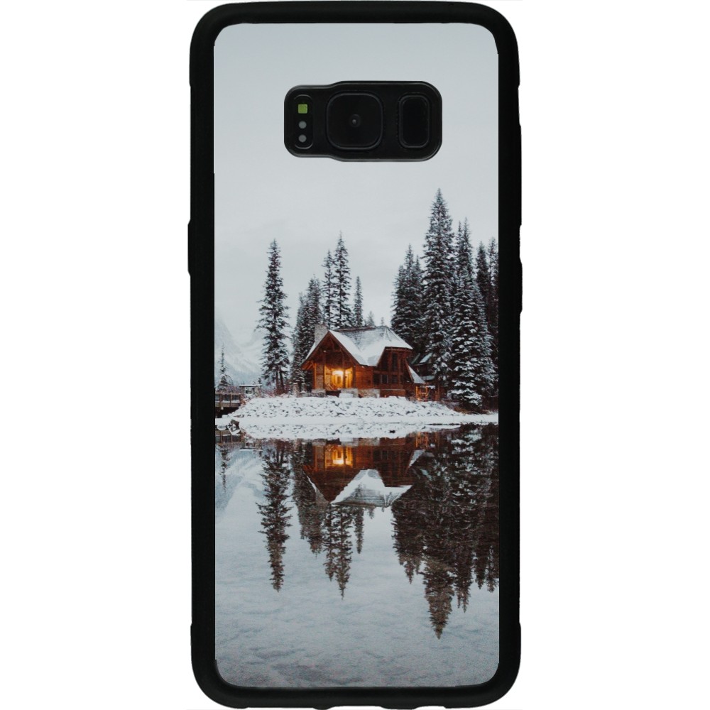Coque Samsung Galaxy S8 - Silicone rigide noir Winter 25 Winter house forest afternoon