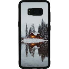 Coque Samsung Galaxy S8 - Silicone rigide noir Winter 25 Winter house forest afternoon