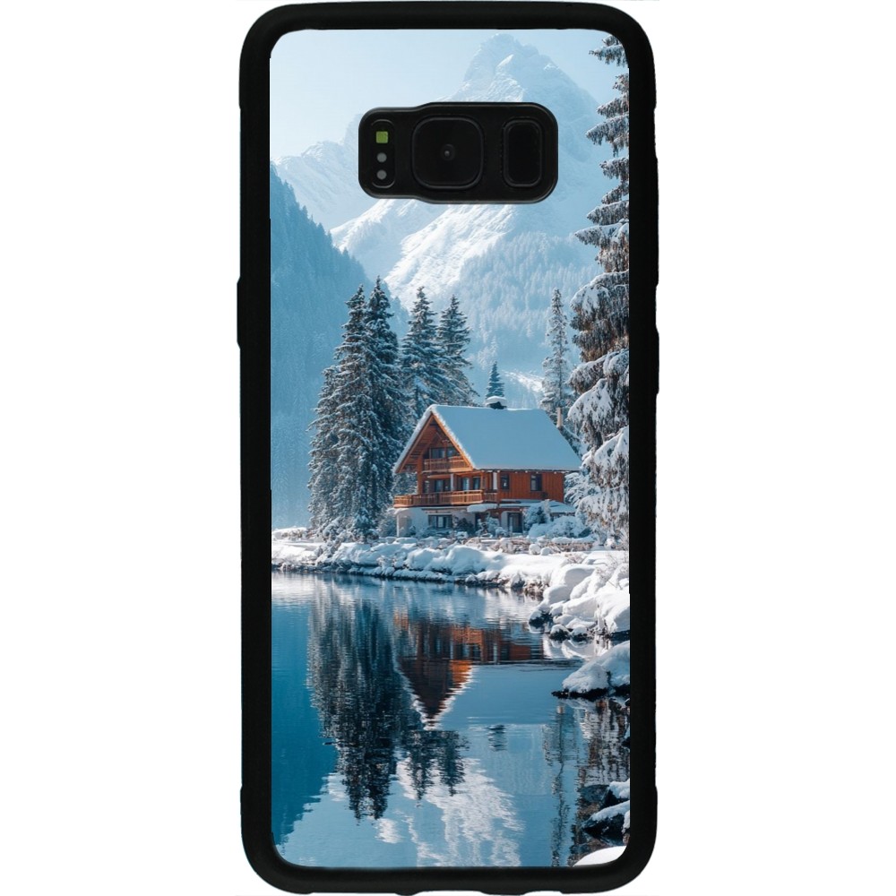 Coque Samsung Galaxy S8 - Silicone rigide noir Winter 25 Winter house forest day