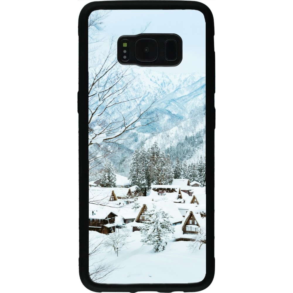 Coque Samsung Galaxy S8 - Silicone rigide noir Winter 25 Winter snowy landscape