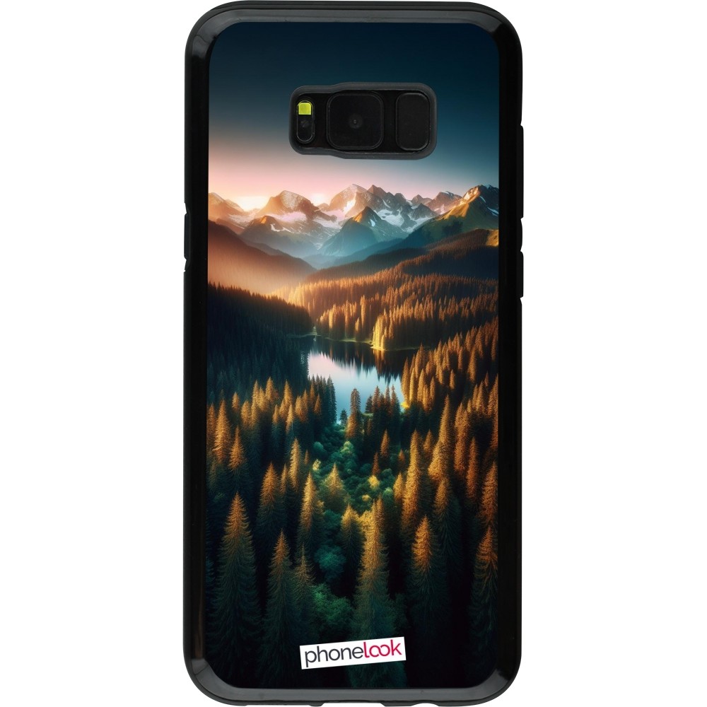 Samsung Galaxy S8+ Case Hülle - Hybrid Armor schwarz Sonnenuntergang Waldsee