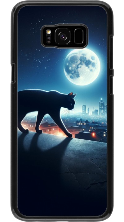 Samsung Galaxy S8+ Case Hülle - Schwarze Katze unter dem Vollmond