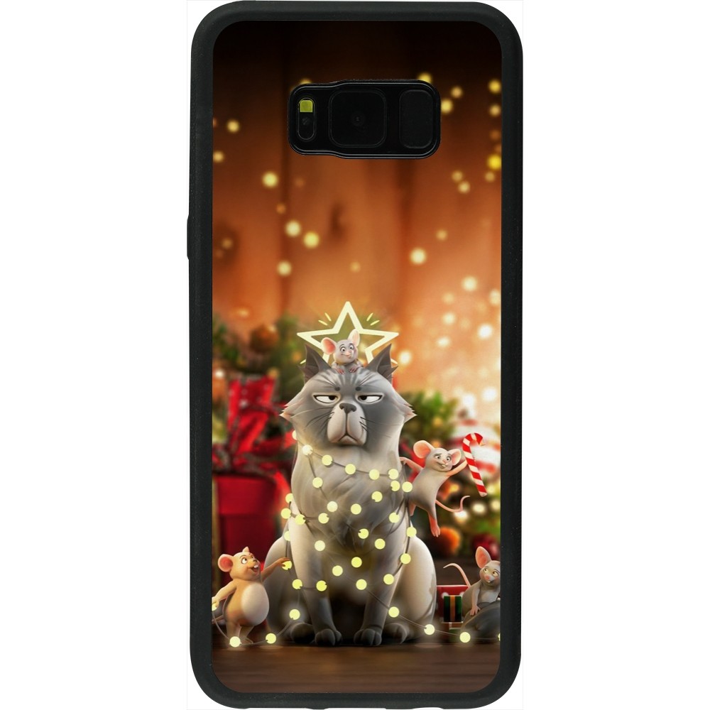 Samsung Galaxy S8+ Case Hülle - Silikon schwarz Christmas 25 Xmas Cat