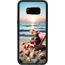 Samsung Galaxy S8+ Case Hülle - Silikon schwarz Kackhaufen Emoji auf Liegestuhl