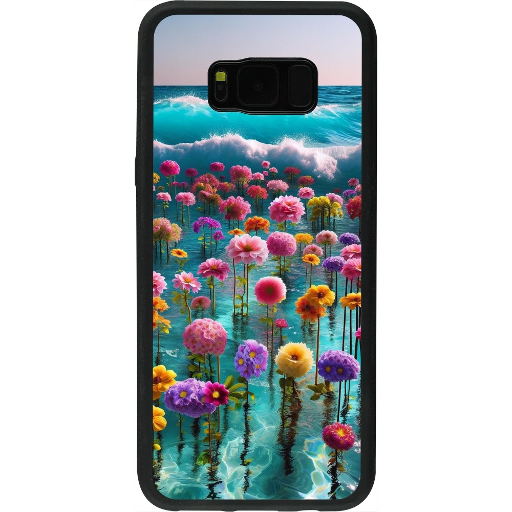 Samsung Galaxy S8+ Case Hülle - Silikon schwarz Blumenmeer Wellen