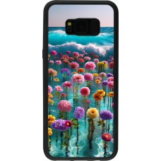 Samsung Galaxy S8+ Case Hülle - Silikon schwarz Blumenmeer Wellen