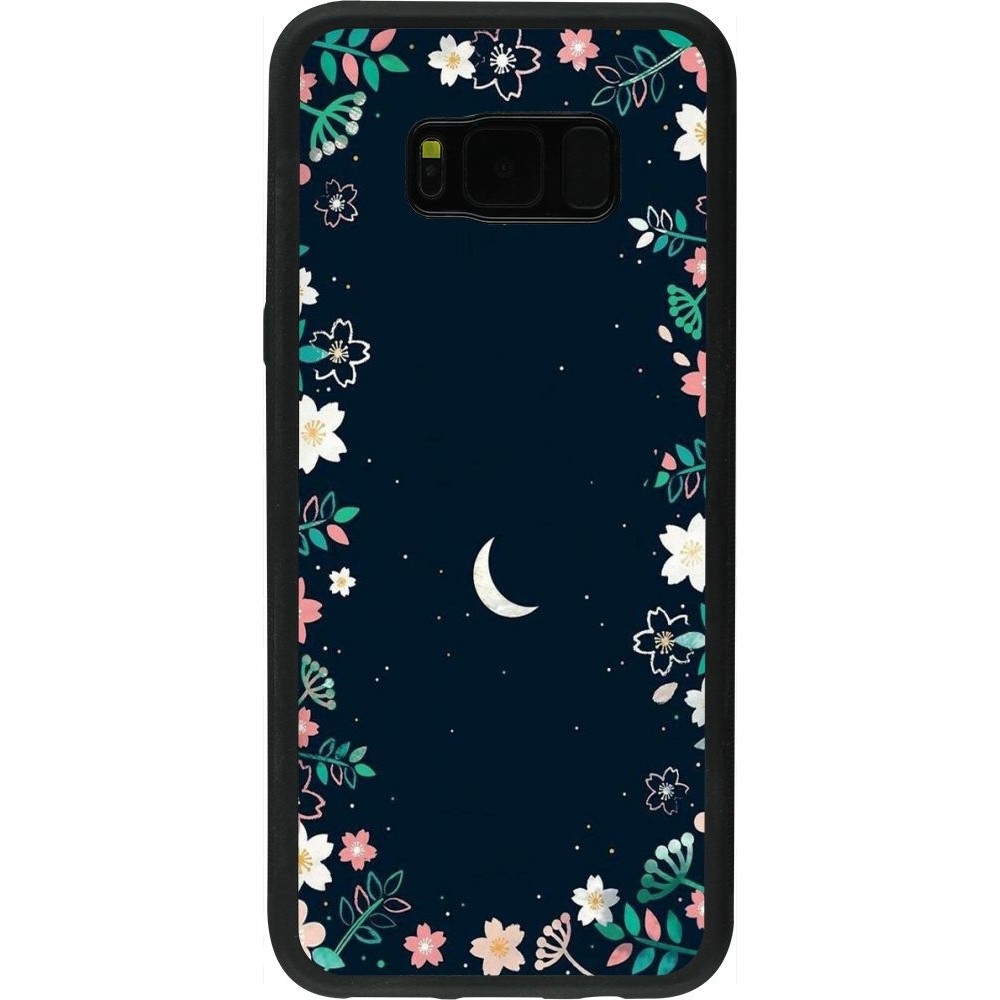Coque Samsung Galaxy S8+ - Silicone rigide noir Flowers space