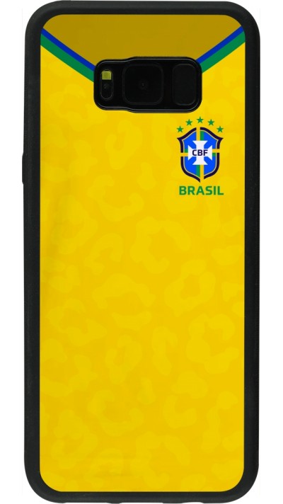 Coque Samsung Galaxy S8+ - Silicone rigide noir Maillot de football Brésil 2022 personnalisable