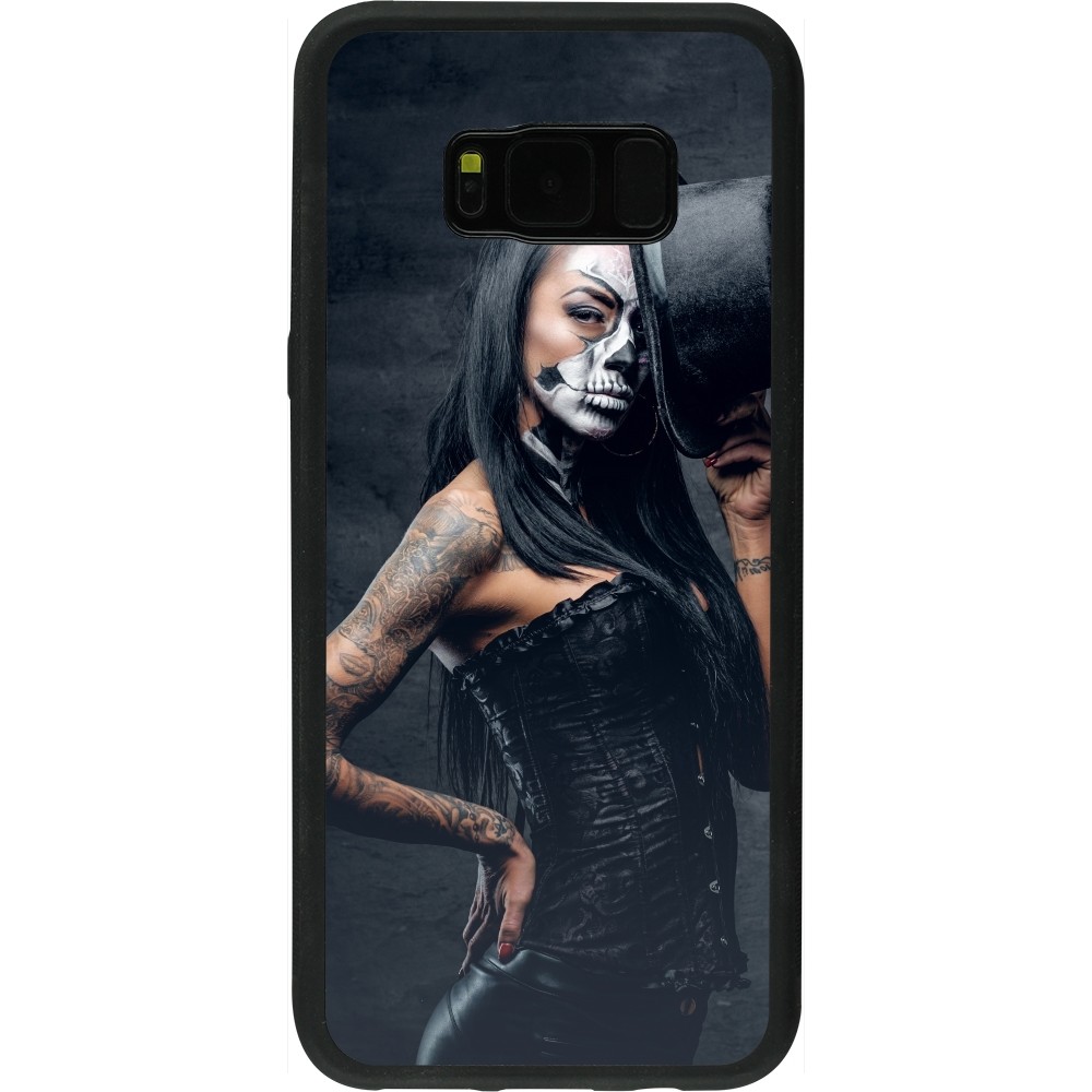Samsung Galaxy S8+ Case Hülle - Silikon schwarz Halloween 22 Tattooed Girl