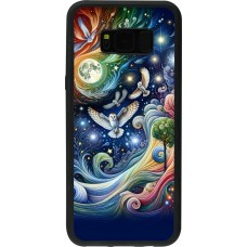 Samsung Galaxy S8+ Case Hülle - Silikon schwarz Fliegender Blumen-Eule