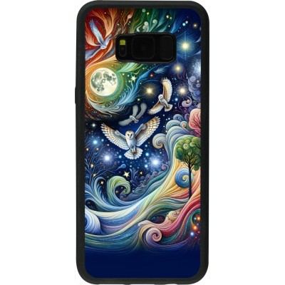 Samsung Galaxy S8+ Case Hülle - Silikon schwarz Fliegender Blumen-Eule