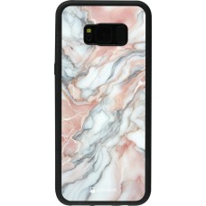 Samsung Galaxy S8+ Case Hülle - Silikon schwarz Rosa Leuchtender Marmor