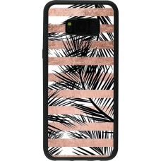 Hülle Samsung Galaxy S8+ - Silikon schwarz Palm trees gold stripes