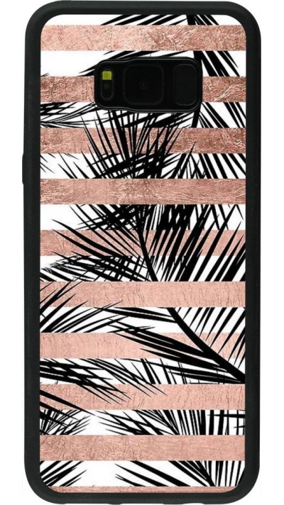 Coque Samsung Galaxy S8+ - Silicone rigide noir Palm trees gold stripes