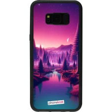 Coque Samsung Galaxy S8+ - Silicone rigide noir Paysage Violet-Rose