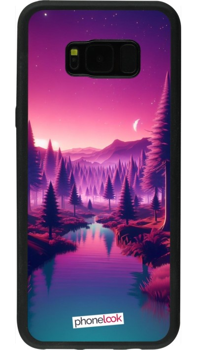Coque Samsung Galaxy S8+ - Silicone rigide noir Paysage Violet-Rose