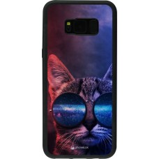 Coque Samsung Galaxy S8+ - Silicone rigide noir Red Blue Cat Glasses
