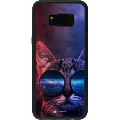 Coque Samsung Galaxy S8+ - Silicone rigide noir Red Blue Cat Glasses