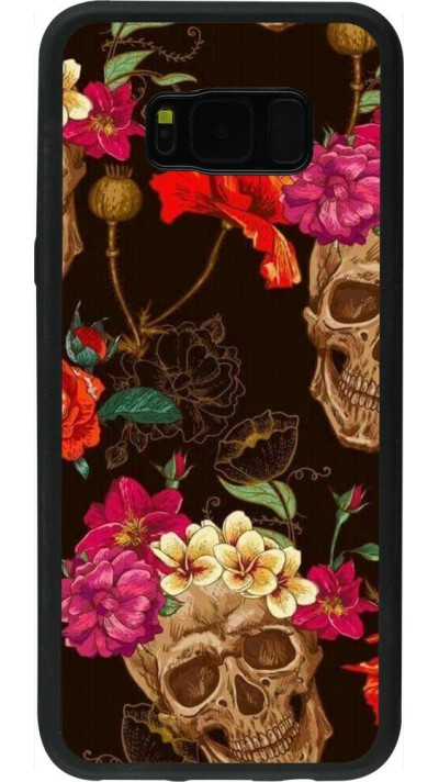 Coque Samsung Galaxy S8+ - Silicone rigide noir Skulls and flowers