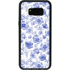 Samsung Galaxy S8+ Case Hülle - Silikon schwarz Spring 23 watercolor blue flowers