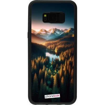 Samsung Galaxy S8+ Case Hülle - Silikon schwarz Sonnenuntergang Waldsee
