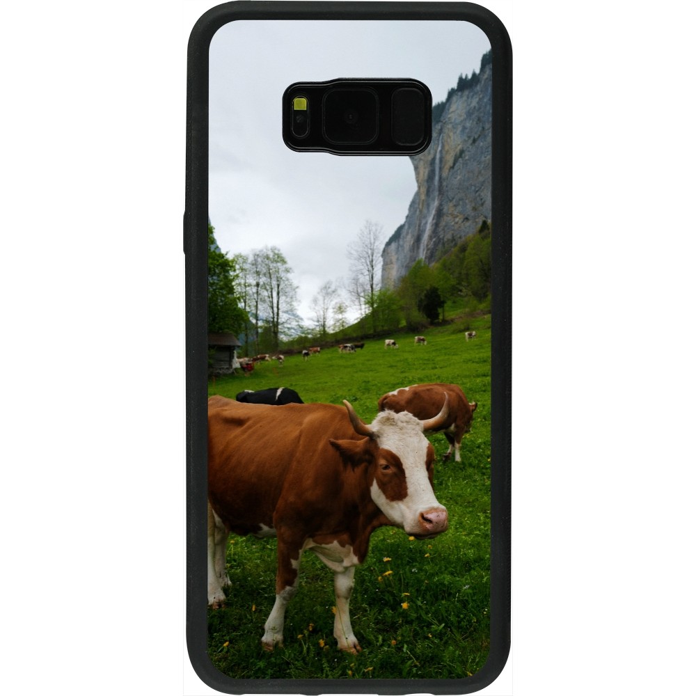 Coque Samsung Galaxy S8+ - Silicone rigide noir Fête Nationale Suisse Vaches
