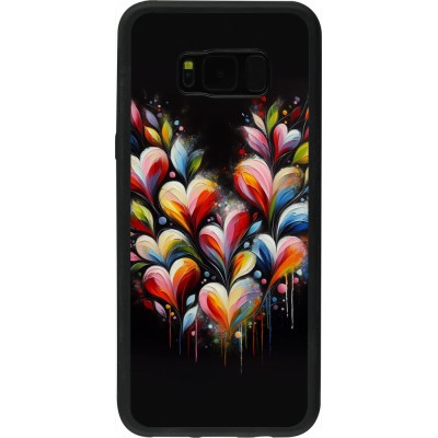 Coque Samsung Galaxy S8+ - Silicone rigide noir Valentine 2024 Coeur Noir Abstrait