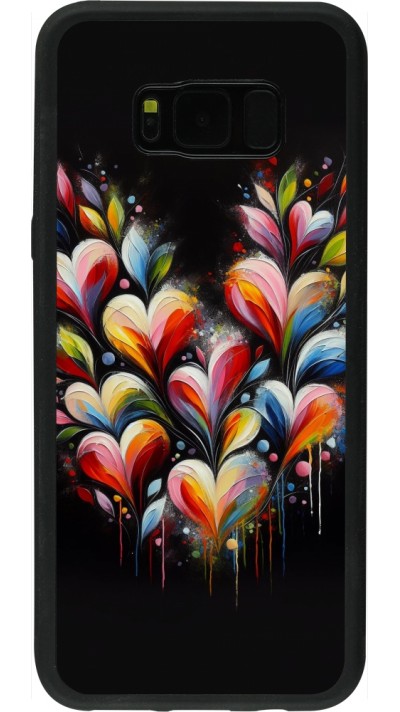 Coque Samsung Galaxy S8+ - Silicone rigide noir Valentine 2024 Coeur Noir Abstrait