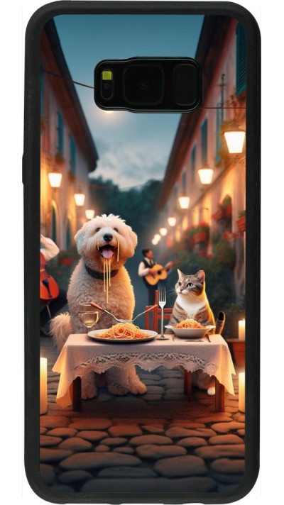 Coque Samsung Galaxy S8+ - Silicone rigide noir Valentine 2024 Dog & Cat Candlelight