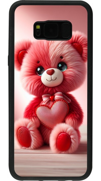 Coque Samsung Galaxy S8+ - Silicone rigide noir Valentine 2024 Ourson rose