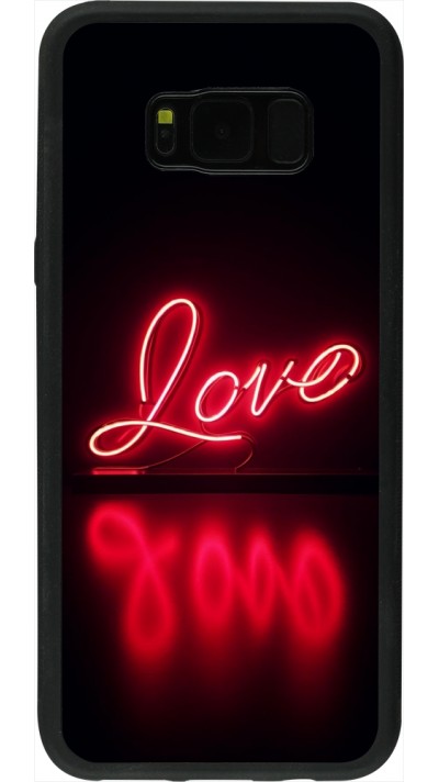 Coque Samsung Galaxy S8+ - Silicone rigide noir Valentine 2025 Neon Love
