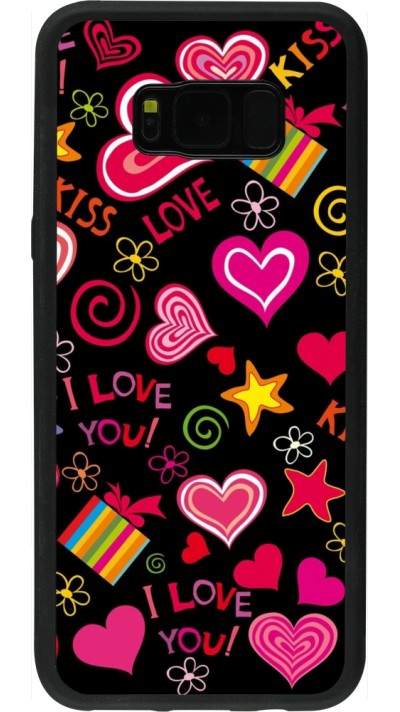 Coque Samsung Galaxy S8+ - Silicone rigide noir Valentine 2023 love symbols
