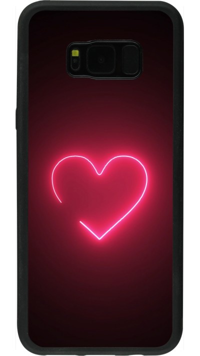 Coque Samsung Galaxy S8+ - Silicone rigide noir Valentine 2023 single neon heart