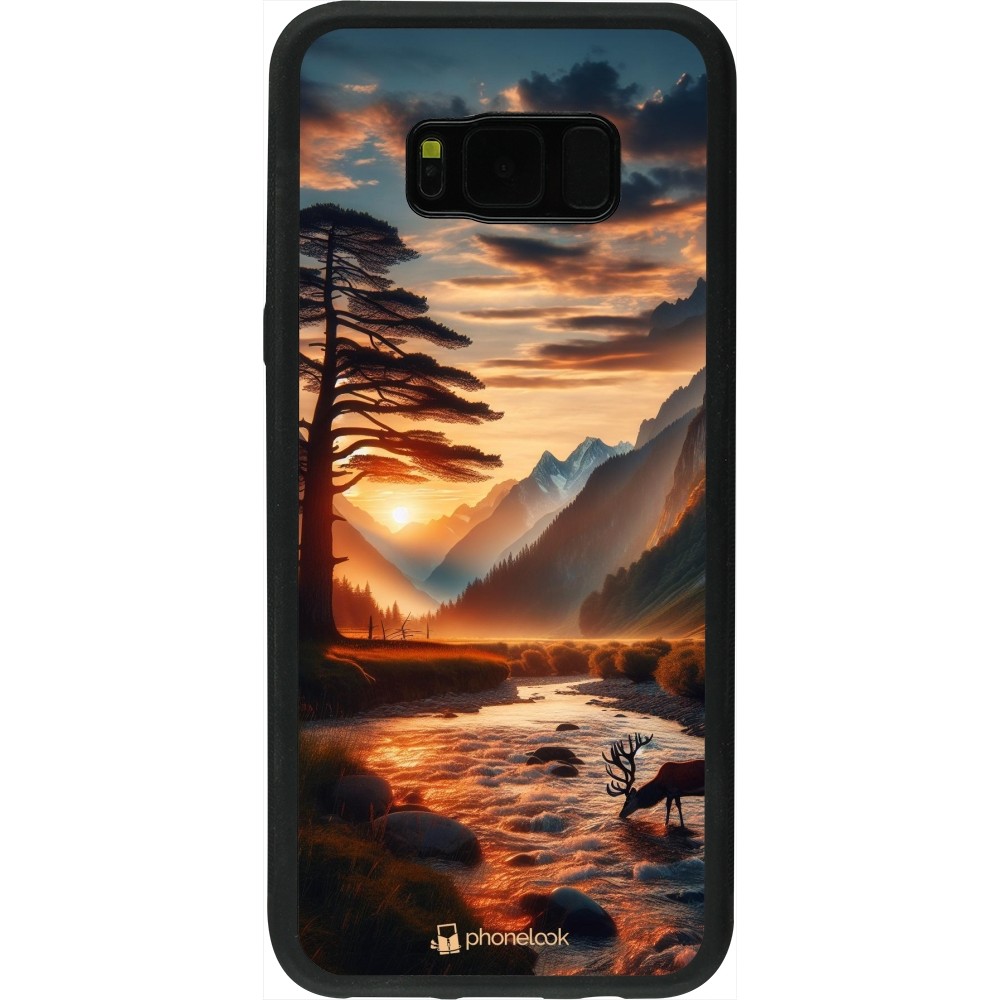 Samsung Galaxy S8+ Case Hülle - Silikon schwarz Tal Sonnenuntergang Hirsch Baum