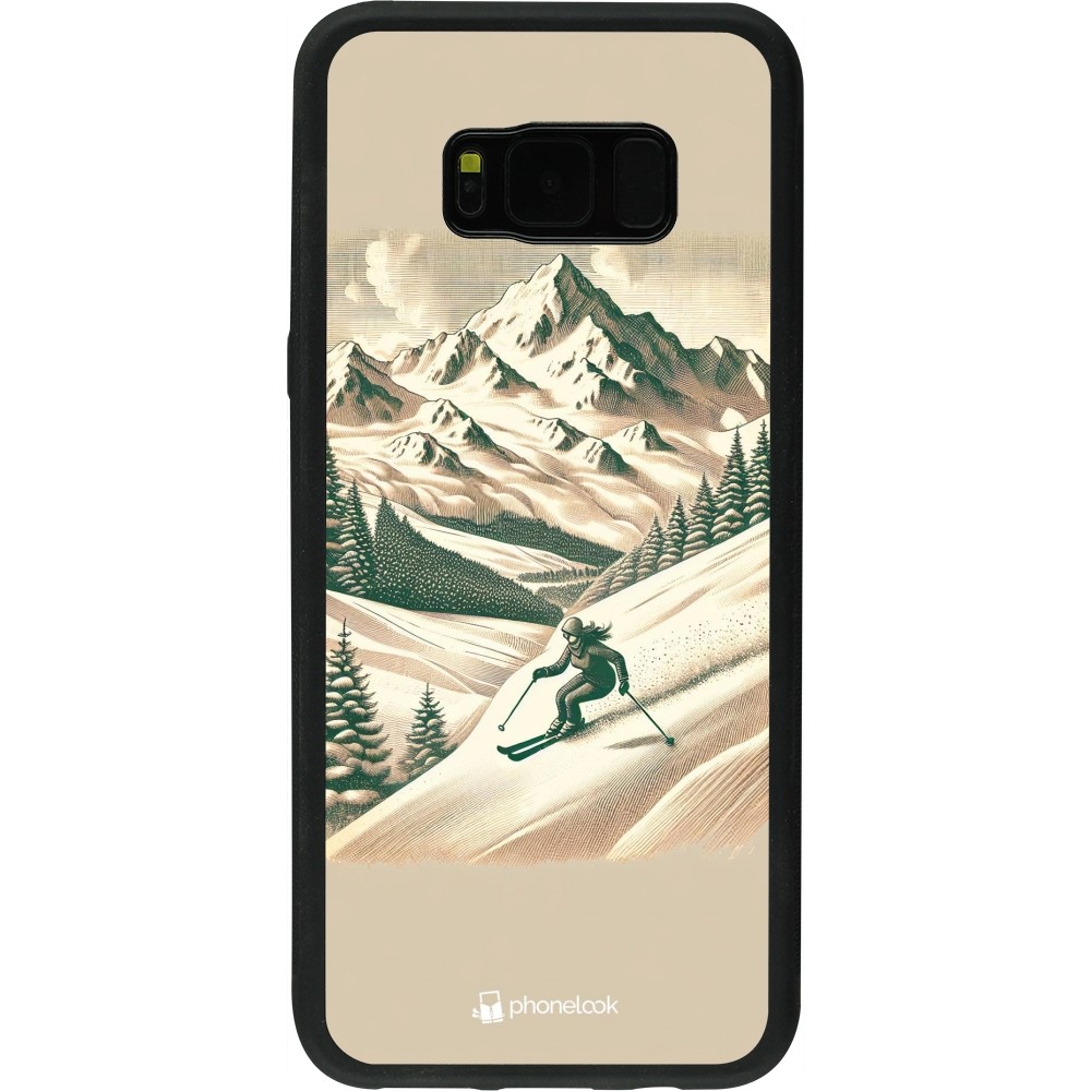 Coque Samsung Galaxy S8+ - Silicone rigide noir Vintage Ski Mountain