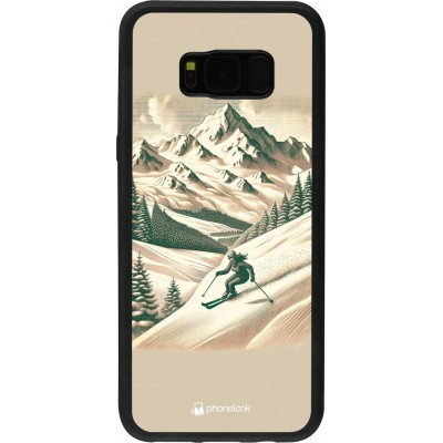 Coque Samsung Galaxy S8+ - Silicone rigide noir Vintage Ski Mountain