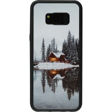 Coque Samsung Galaxy S8+ - Silicone rigide noir Winter 25 Winter house forest afternoon