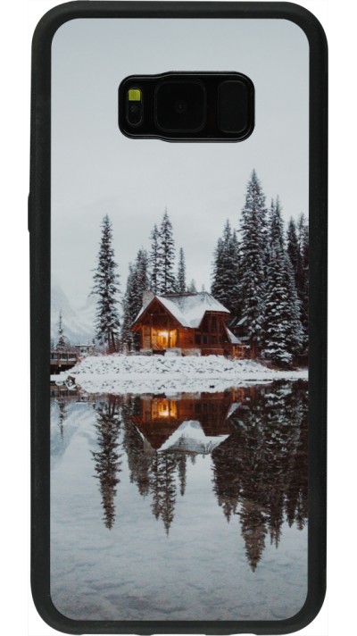 Coque Samsung Galaxy S8+ - Silicone rigide noir Winter 25 Winter house forest afternoon