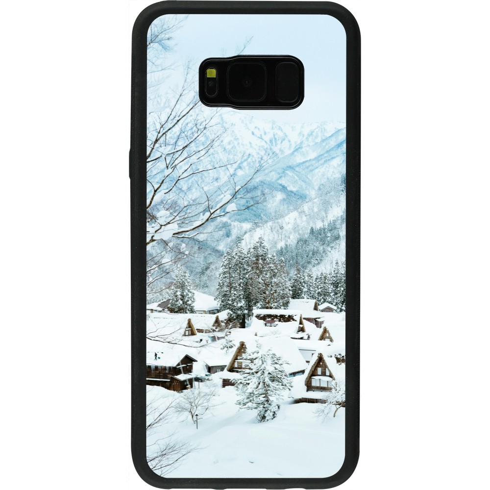 Coque Samsung Galaxy S8+ - Silicone rigide noir Winter 25 Winter snowy landscape