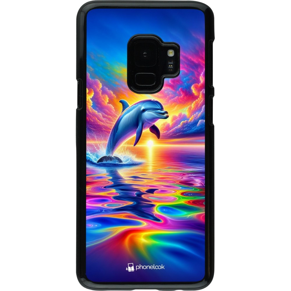Samsung Galaxy S9 Case Hülle - Glücklicher Regenbogen-Delfin