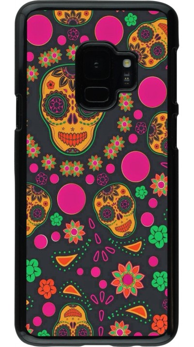Samsung Galaxy S9 Case Hülle - Halloween 22 colorful mexican skulls