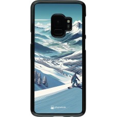 Samsung Galaxy S9 Case Hülle - Snowboarder Berg