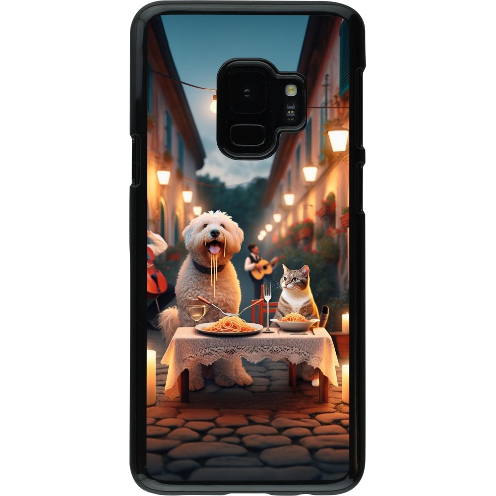 Samsung Galaxy S9 Case Hülle - Valentin 2024 Hund & Katze Kerzenlicht