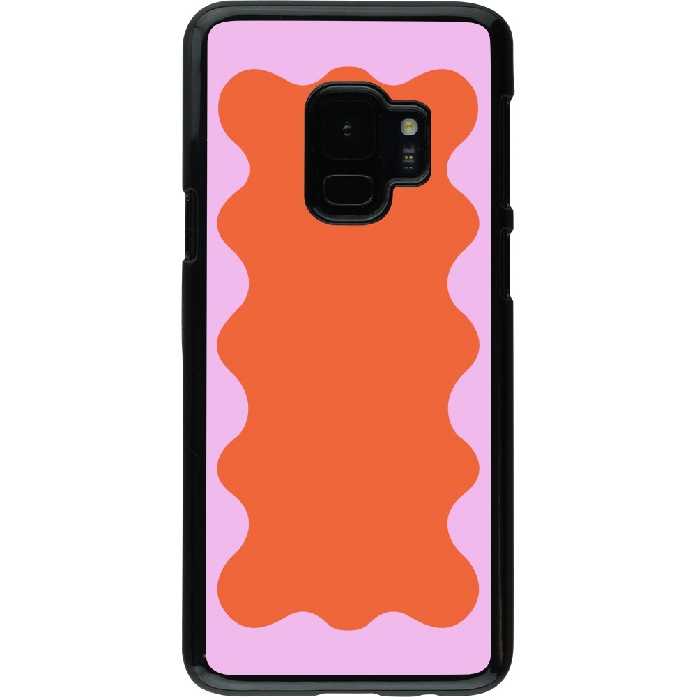 Samsung Galaxy S9 Case Hülle - Wavy Rectangle Orange Pink