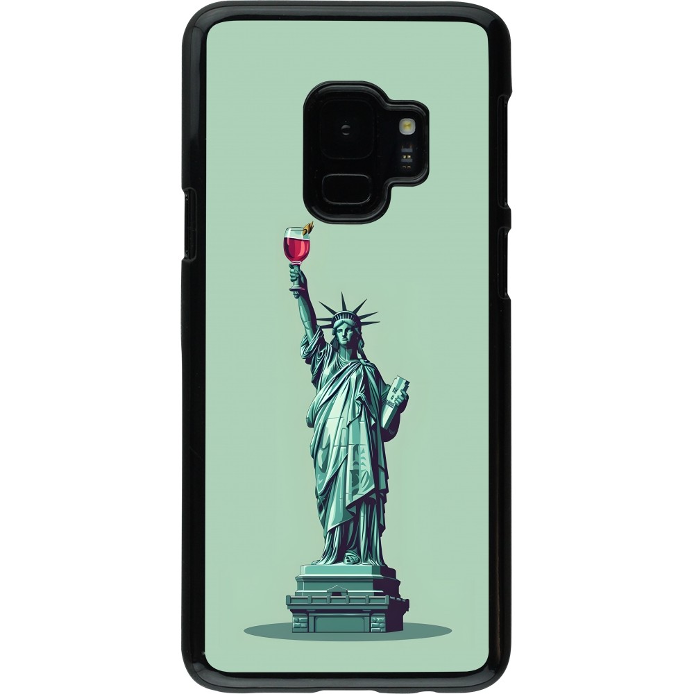 Samsung Galaxy S9 Case Hülle - Freiheitsstatue mit einem Glas Wein